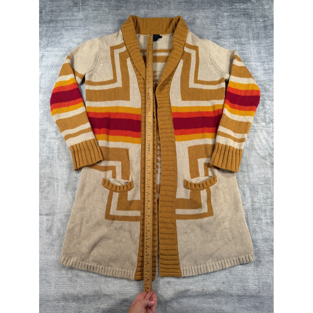 Pendleton Sweater Womens Medium Tan Southwestern Aztec Cardigan Longline Boho - Picture 4 of 7